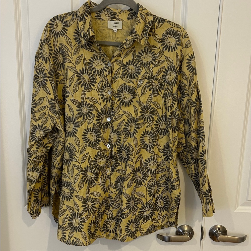 Yellow Floral Button-Up Shirt
